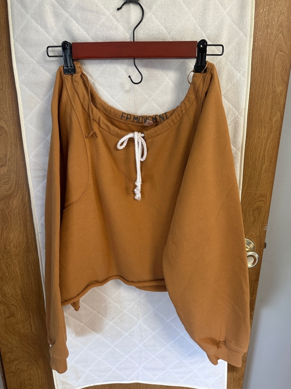 Rust Cropped Drawstring Sweatshirt